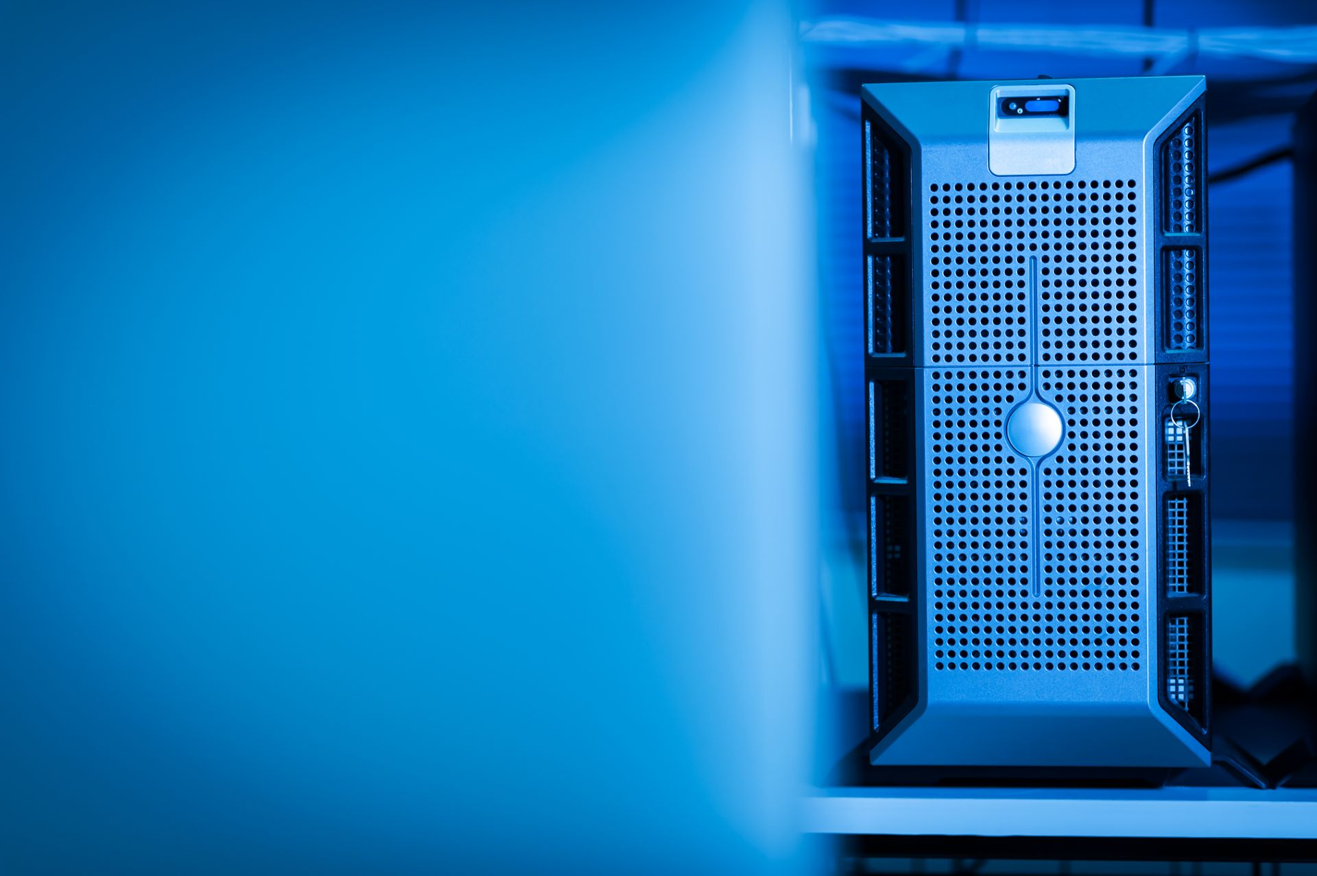 Computer servers in a data center room