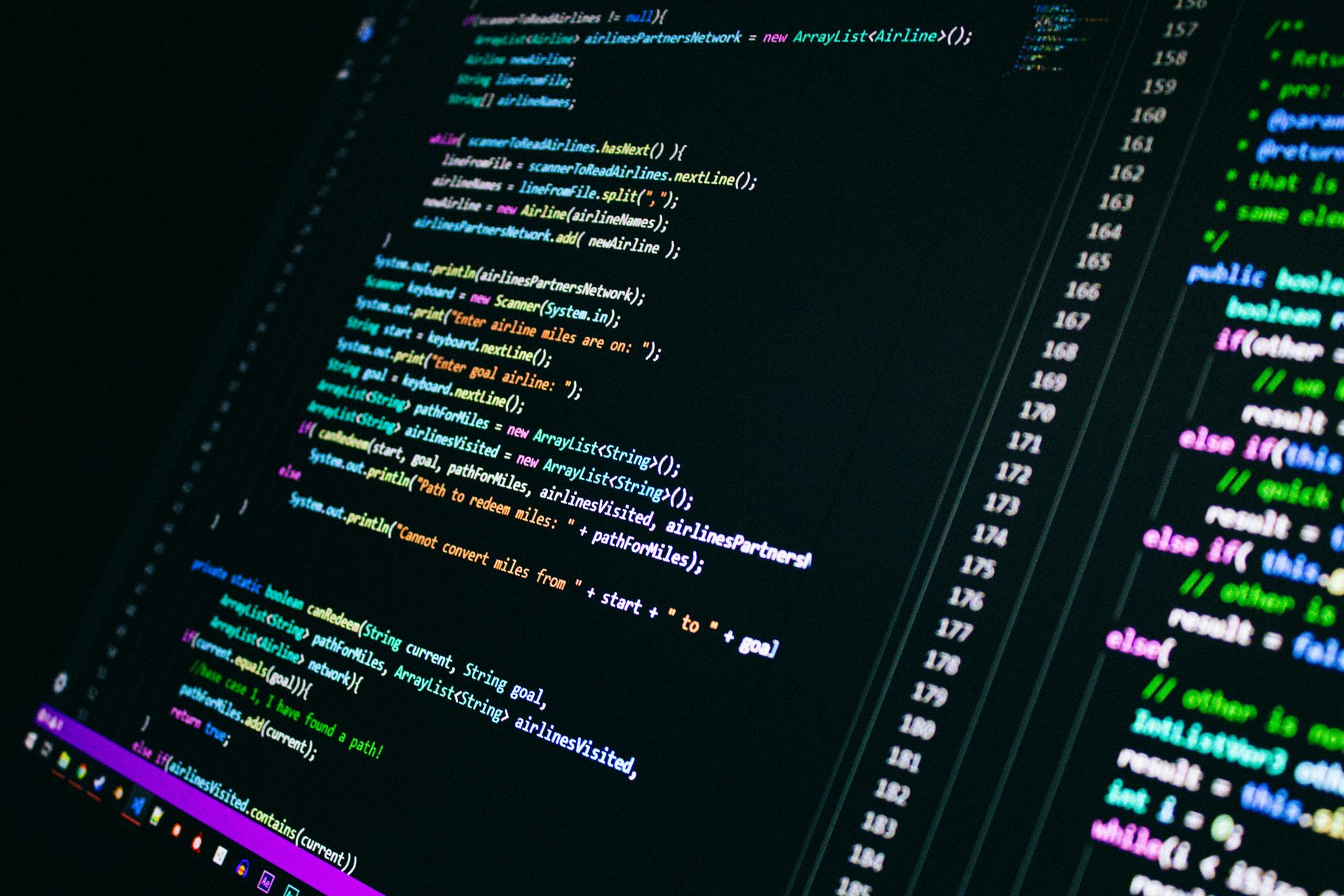 Data and code displayed on a computer screen