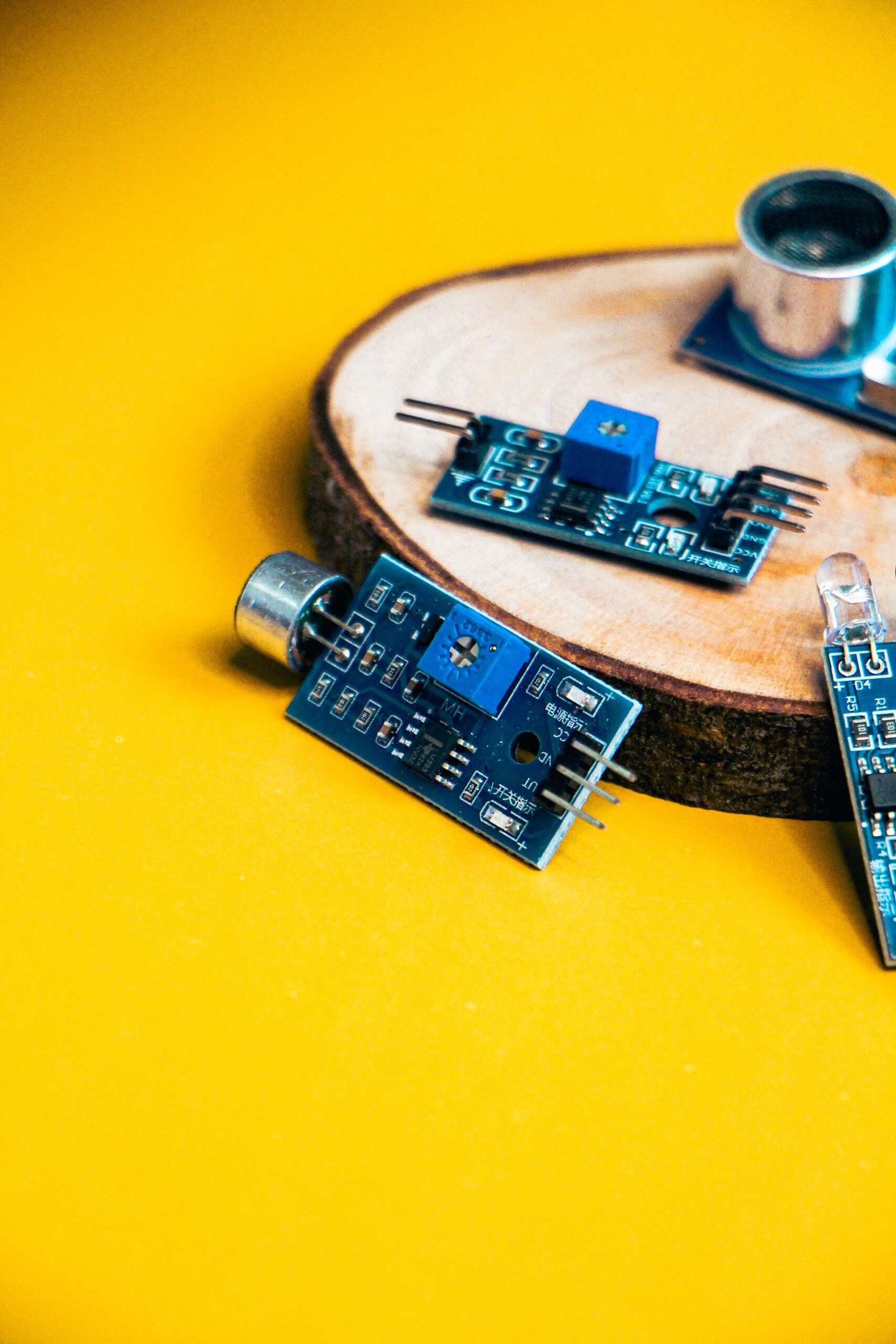 Electronic sensor and robotics components laid out